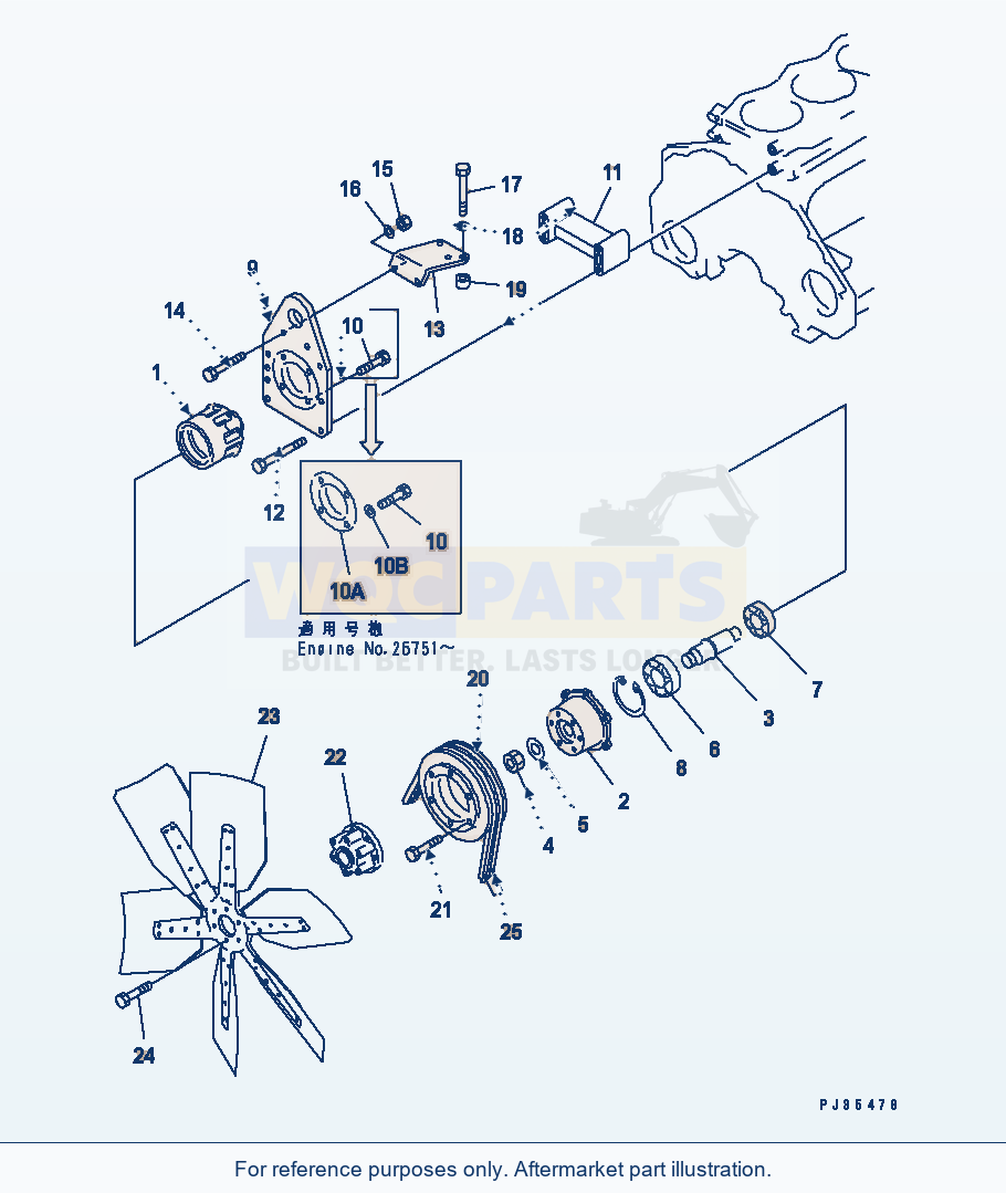 Komatsu WA470-1 Cooling Fan And Mounting(#26750-) parts diagram