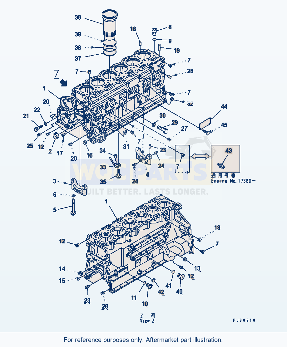 Komatsu WA470-1 Cylinder Block(#11574-) parts diagram