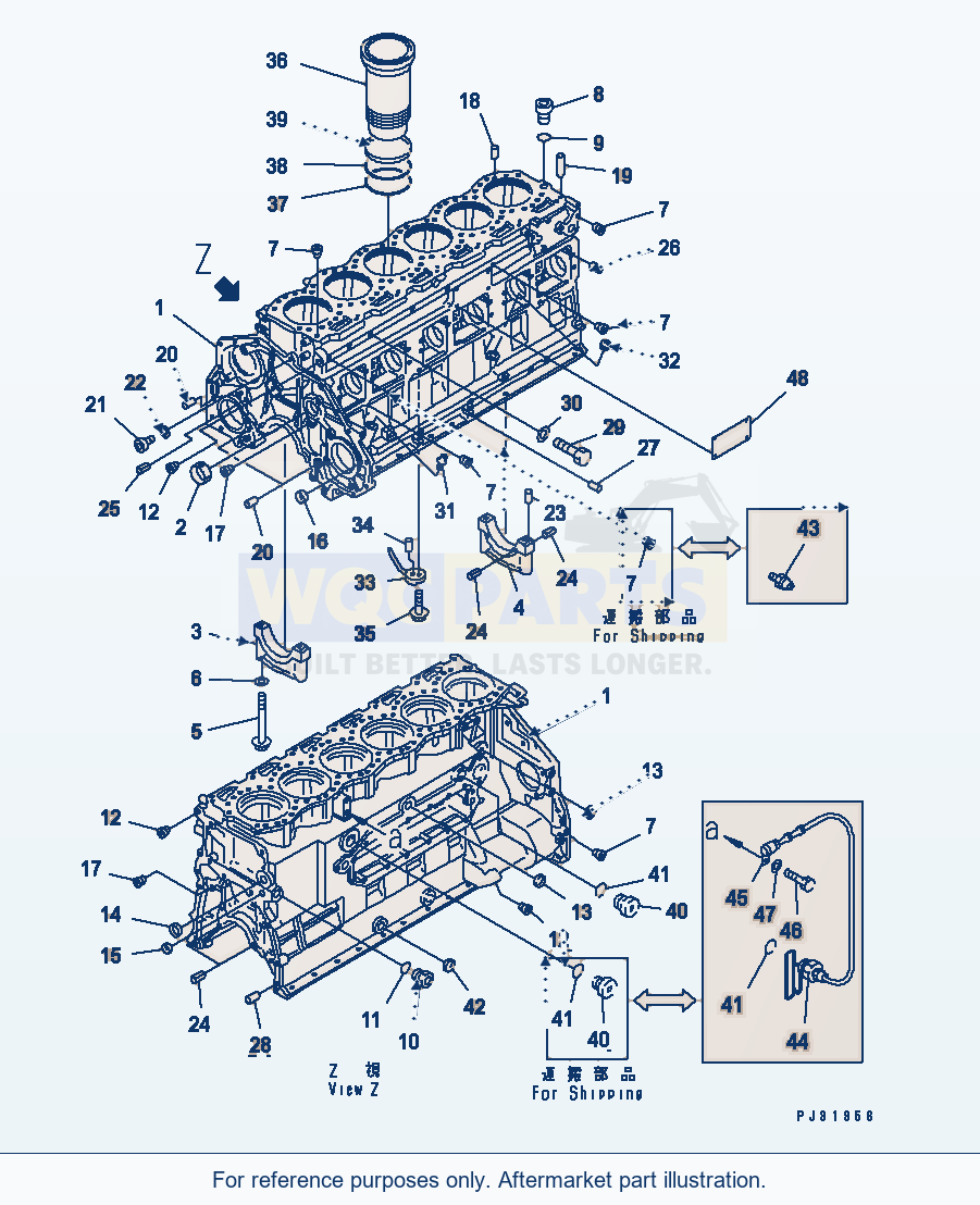 Komatsu WA470-1 Cylinder Block (Cold Terrain Spec.)(#11574-) parts diagram
