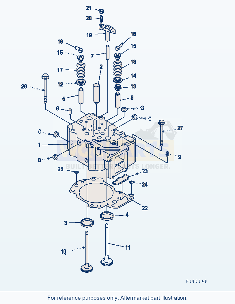 Komatsu WA470-1 Cylinder Head(#26691-) parts diagram