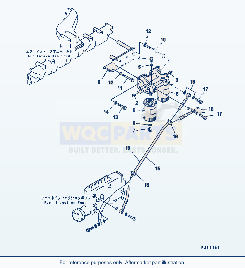Komatsu WA470-1 Fuel Filter And Piping(#28434-) parts diagram