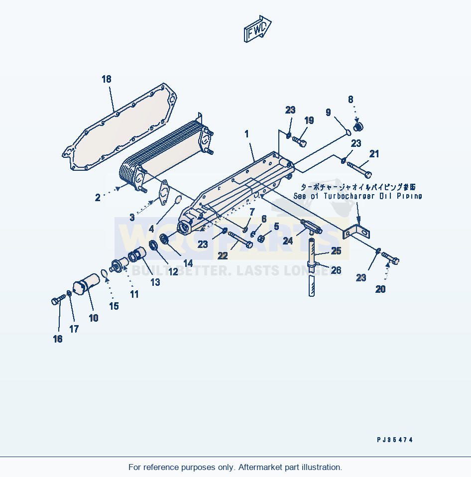 Komatsu WA470-1 Lubricating Oil Cooler(#26750-) parts diagram
