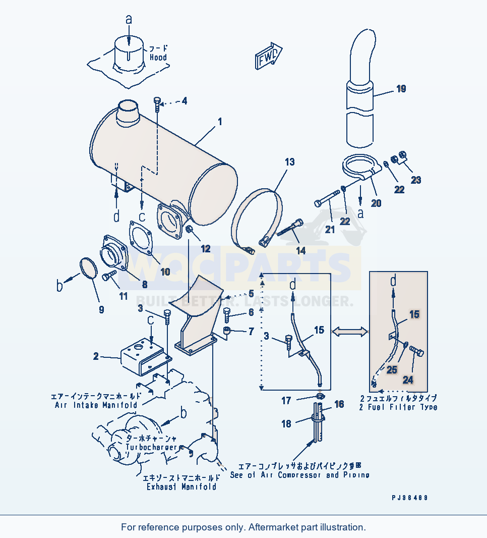 Komatsu WA470-1 Muffler(#26750-) parts diagram
