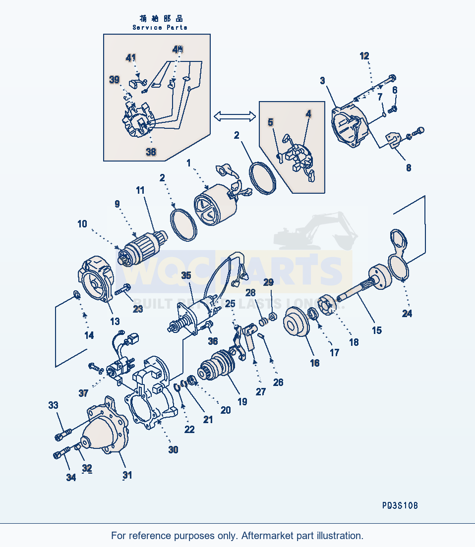 Komatsu WA470-1 Starting Motor (11Kw) (Inner Parts)(#34668-) parts diagram
