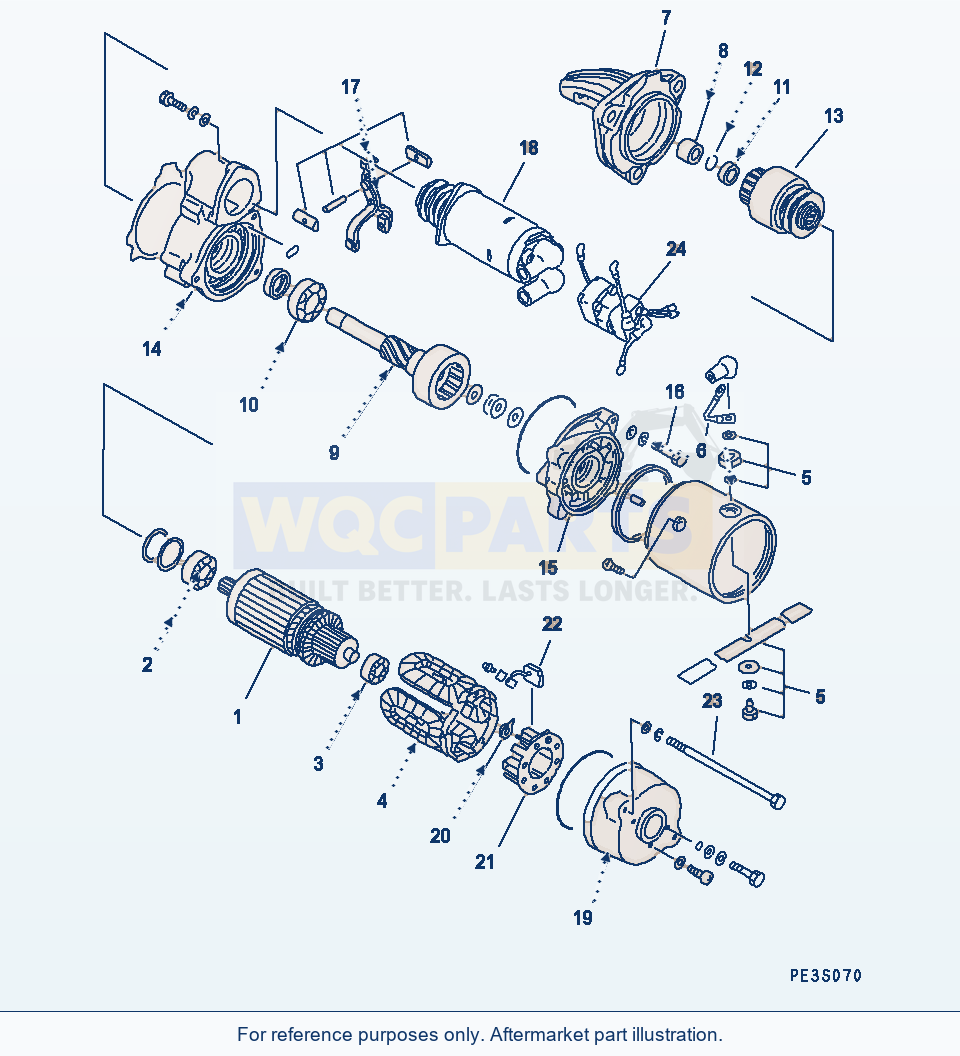 Komatsu WA470-1 Starting Motor (7.5Kw) (Inner Parts)(#17374-) parts diagram