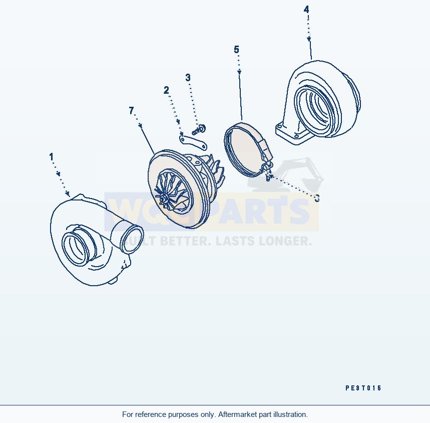 Komatsu WA470-1 Turbocharger (Inner Patrs)(#23904-) parts diagram