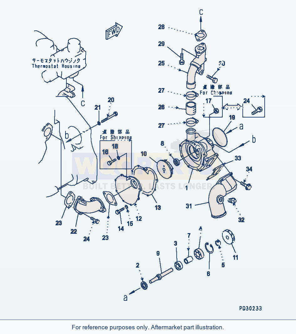 Komatsu WA470-1 Water Pump And Mounting(#64178-) parts diagram