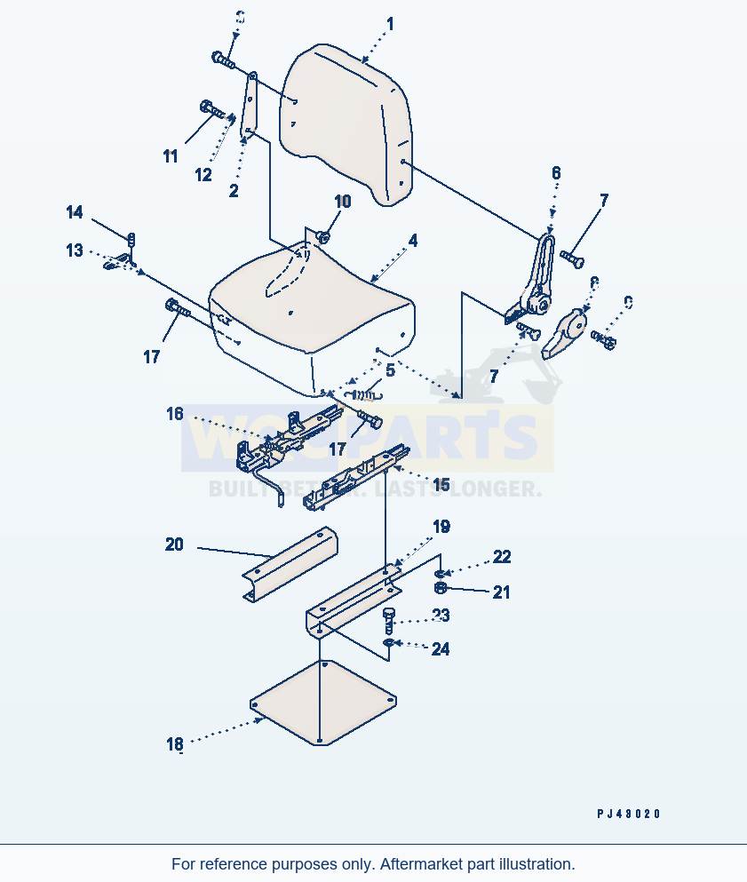 Komatsu WA470-1 Operator'S Seat (Rigid Type)(#20001-) parts diagram