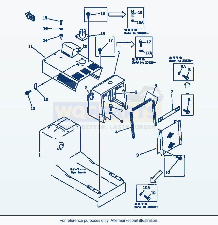 Komatsu WA470-1 Radiator Guard And Engine Hood(#20001-) parts diagram