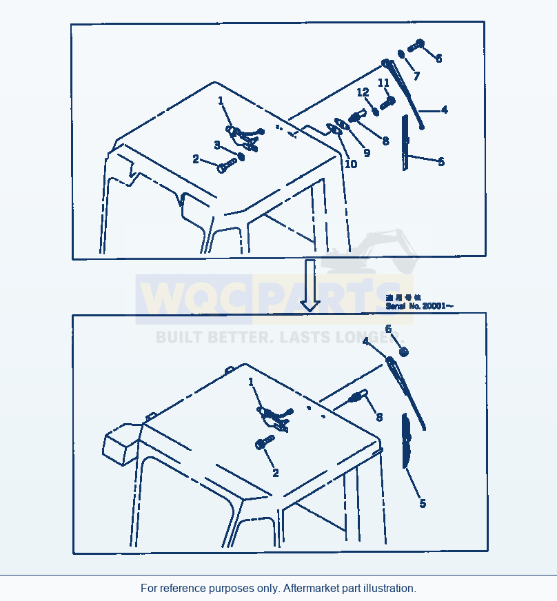Komatsu WA470-1 Rear Wiper(#10001-19999) parts diagram