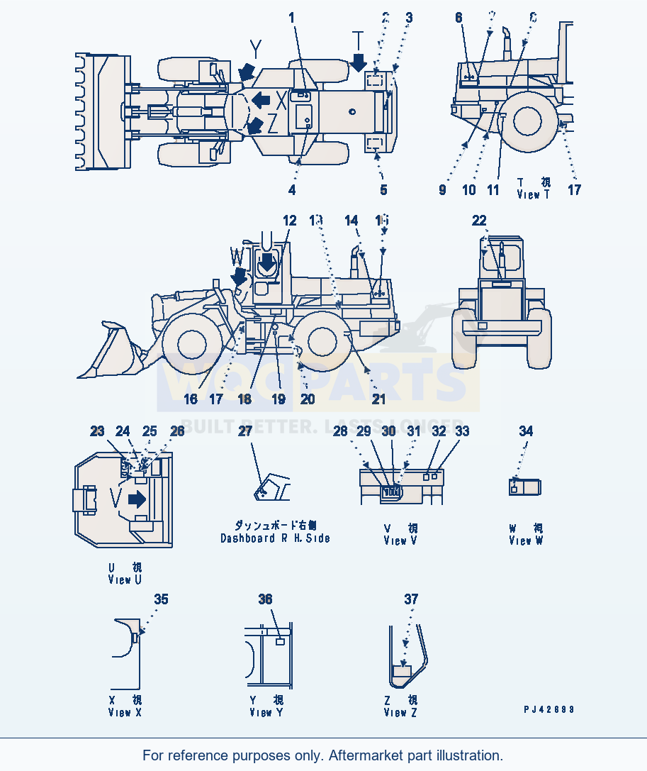 Komatsu WA470-1 Marks And Plates (English)(#10001-19999) parts diagram