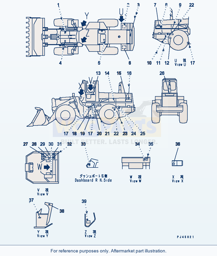 Komatsu WA470-1 Marks And Plates (English)(#20001-) parts diagram