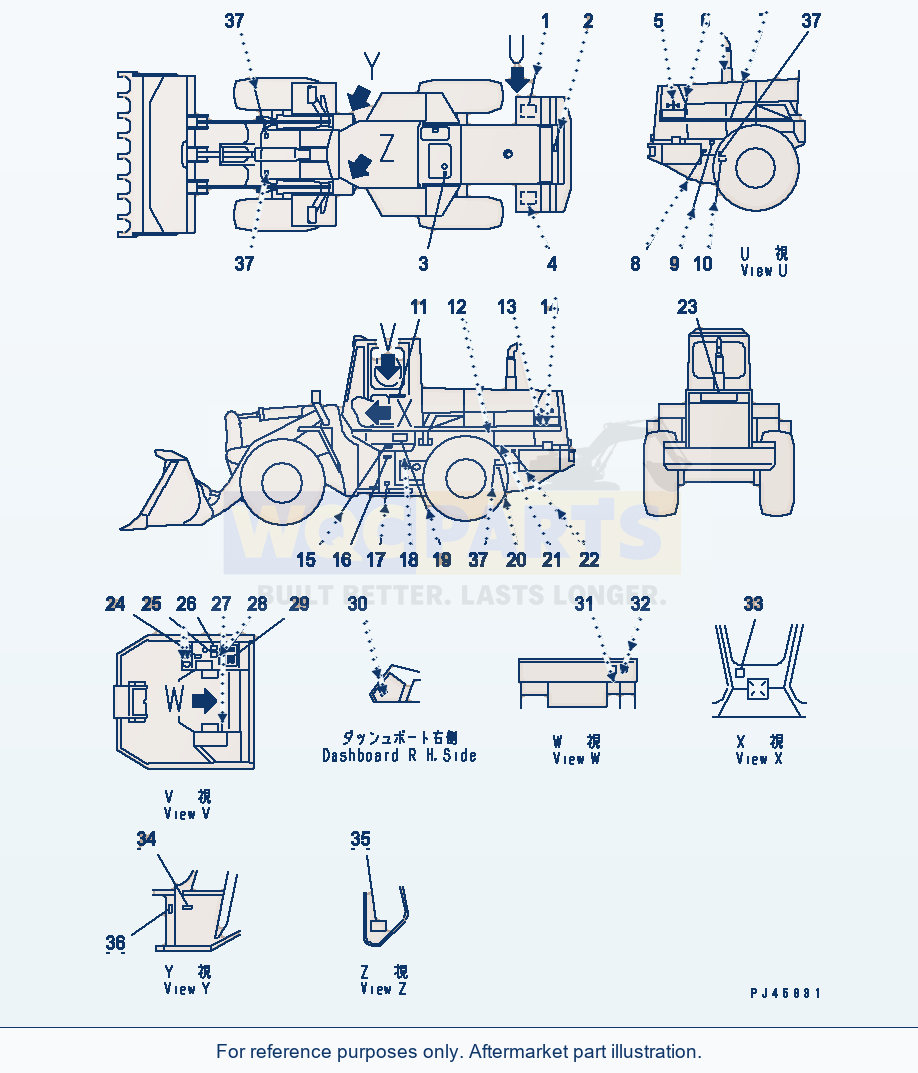 Komatsu WA470-1 Marks And Plates (Russian)(#20001-) parts diagram