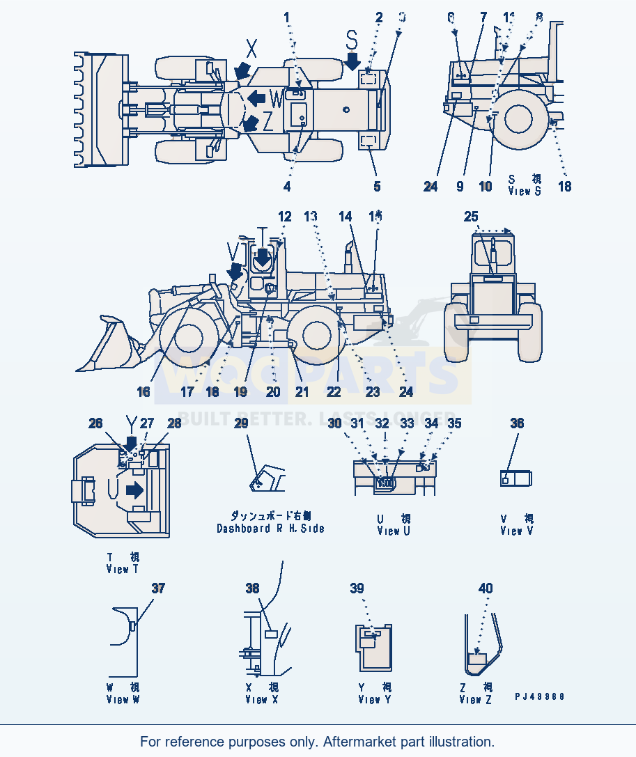 Komatsu WA470-1 Marks And Plates (Tbg Spec.)(#10001-19999) parts diagram