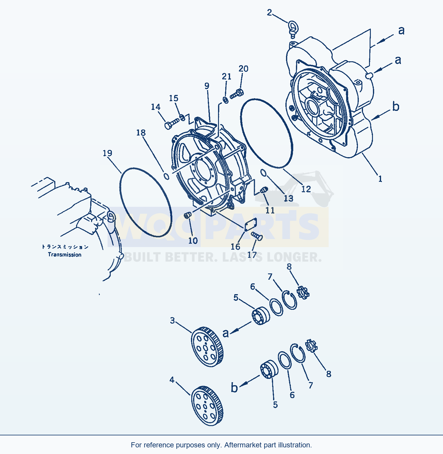Komatsu WA470-1 Torque Converter Case parts diagram
