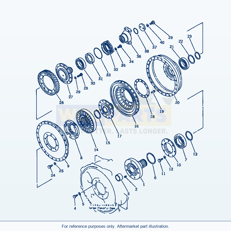 Komatsu WA470-1 Torque Converter parts diagram