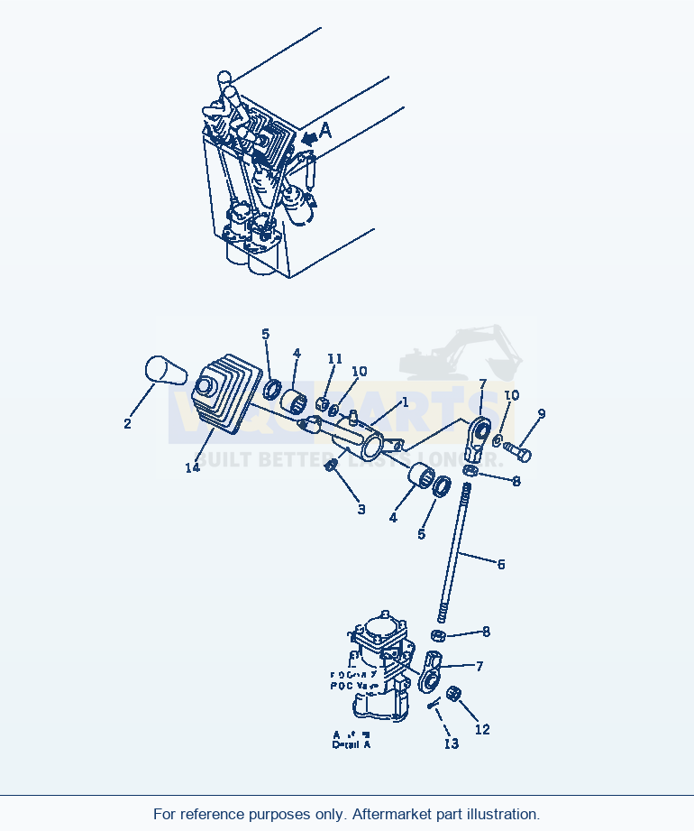 Komatsu WA470-1 Attachment Control Lever(#10001-19999) parts diagram