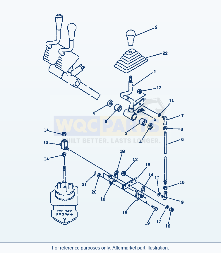 Komatsu WA470-1 Attachment Control Lever(#20001-) parts diagram