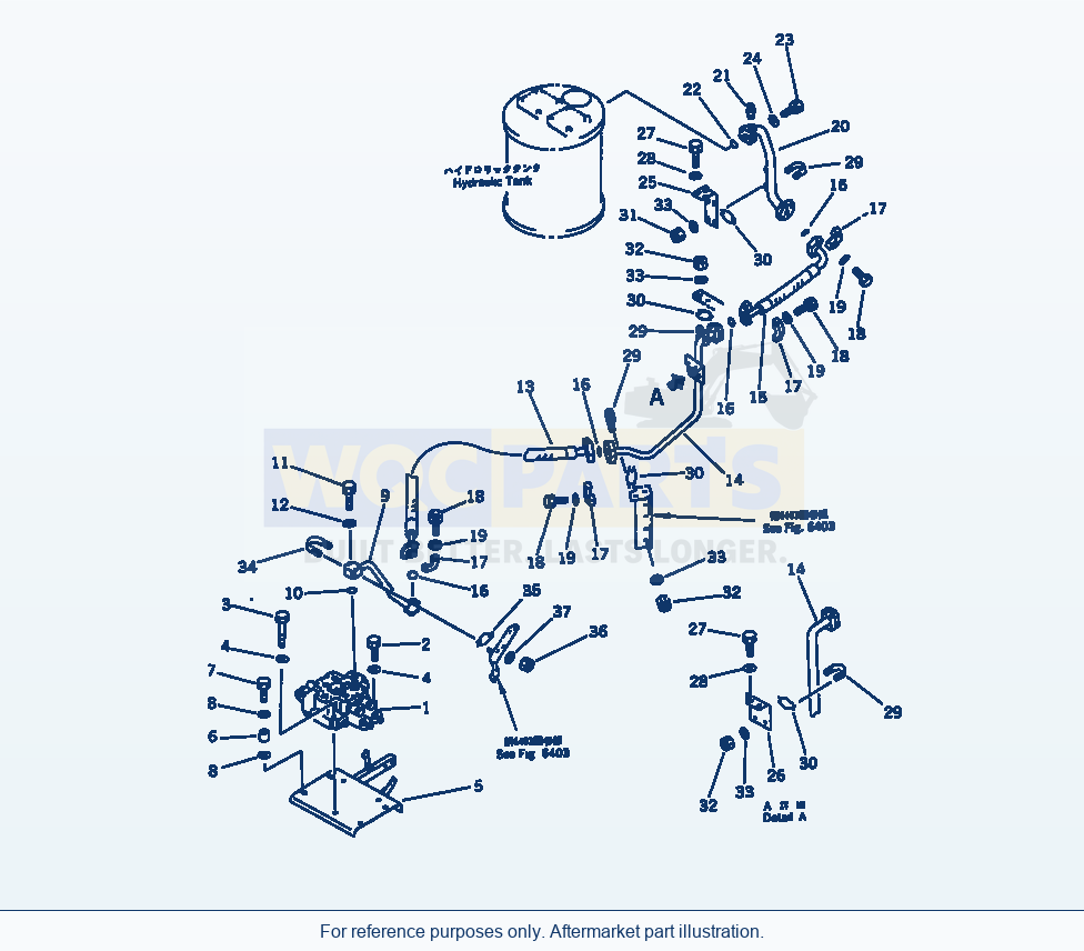Komatsu WA470-1 Hydraulic Piping (Valve To Tank)(#10001-19999) parts diagram