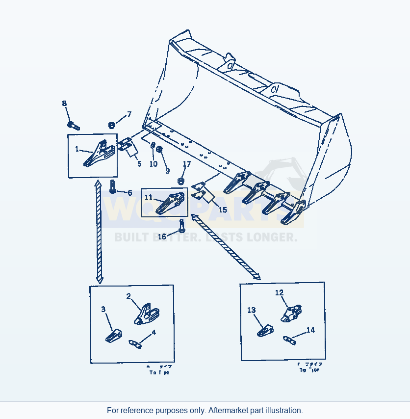 Komatsu WA470-1 Tooth parts diagram