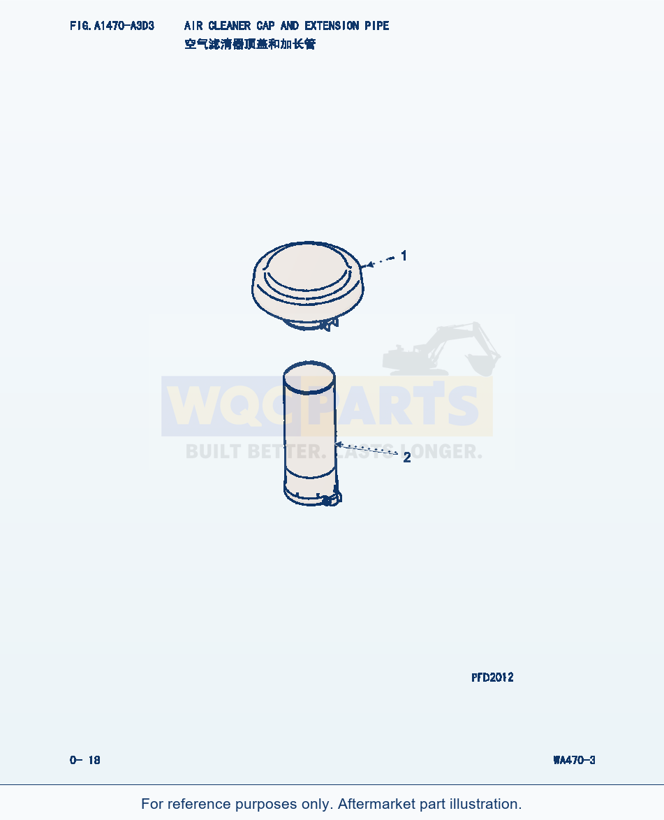 Komatsu WA470-3 Air Cleaner Cap And Extension Pipe (|000010) parts diagram