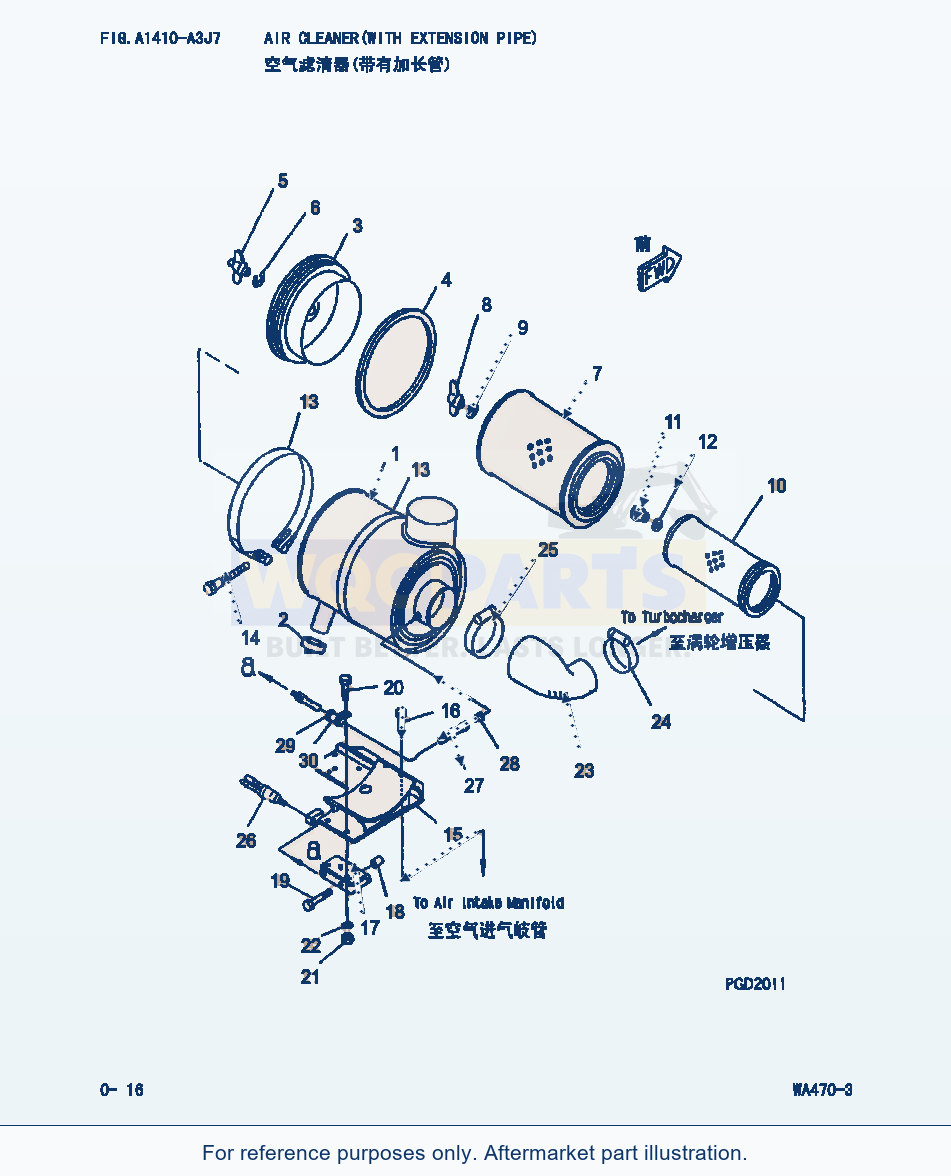 Komatsu WA470-3 Air Cleaner With Extension Pipe (|000009) parts diagram