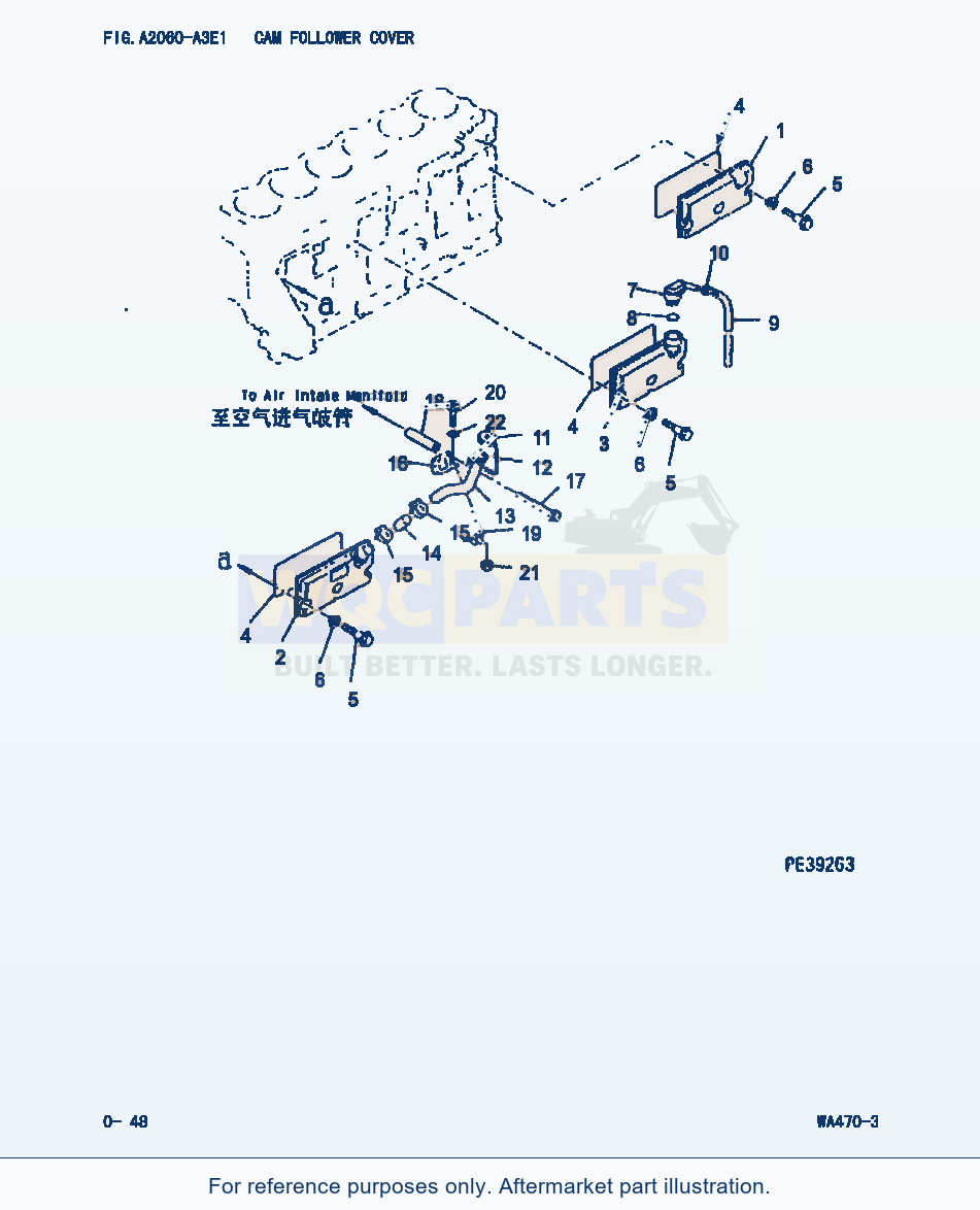 Komatsu WA470-3 Camfollower Cover (|000025) parts diagram