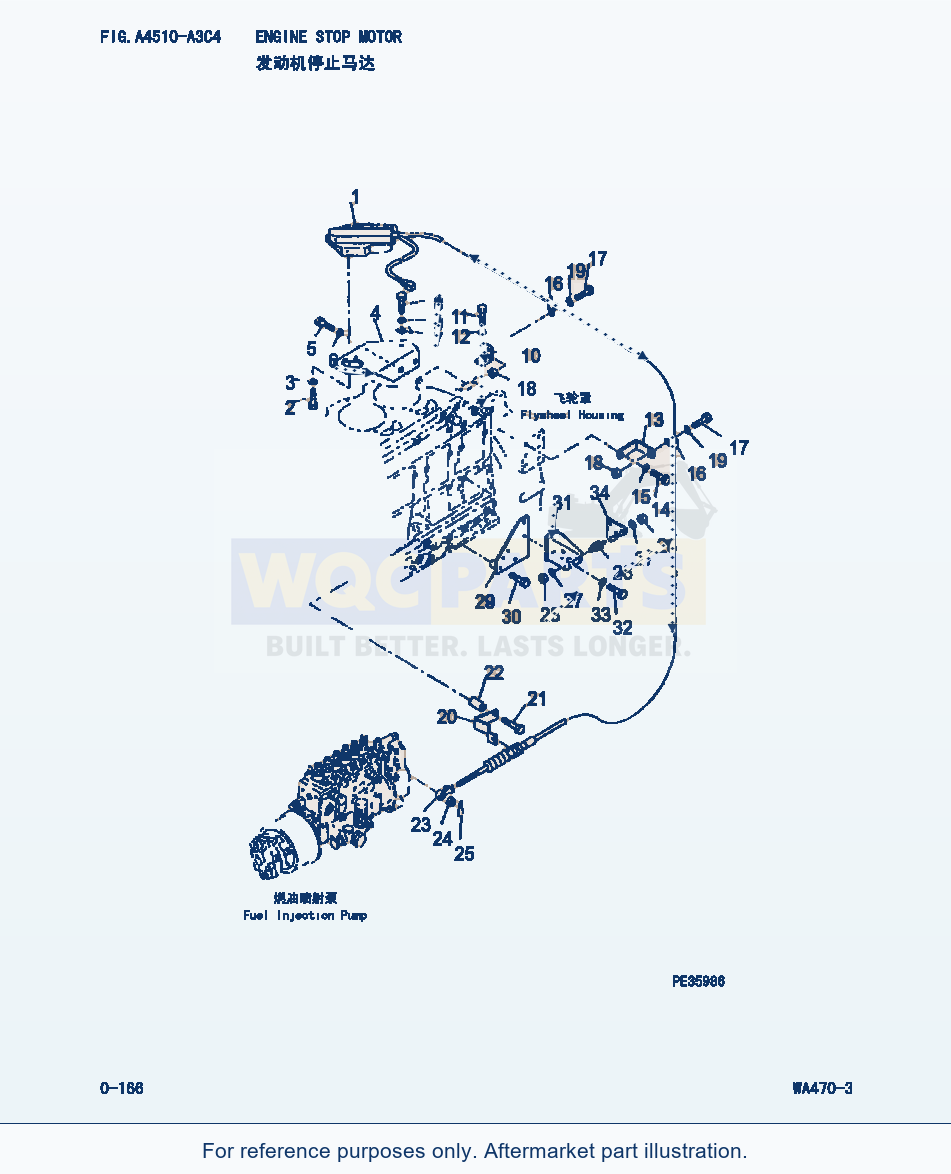 Komatsu WA470-3 Engine Stop Motor (|000076) parts diagram