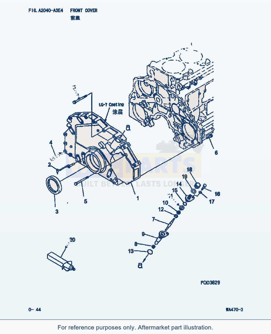 Komatsu WA470-3 Front Cover (|000023) parts diagram