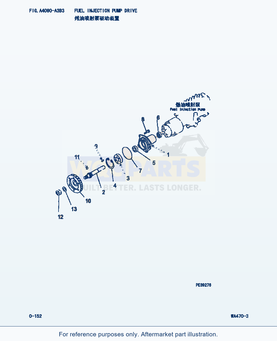 Komatsu WA470-3 Fuel Injection Pump Drive (|000069) parts diagram