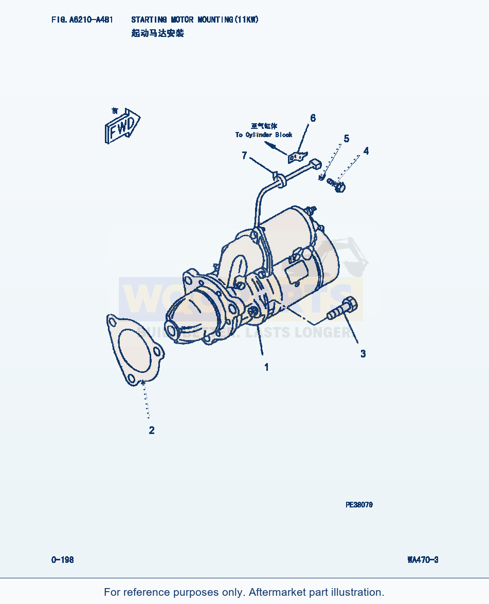 Komatsu WA470-3 Starting Motor Mounting(11Kw) (|000092) parts diagram