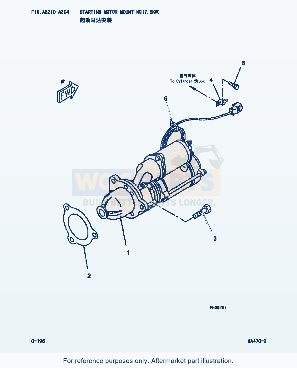Komatsu WA470-3 Starting Motor Mounting(7.5Kw) (|000091) parts diagram