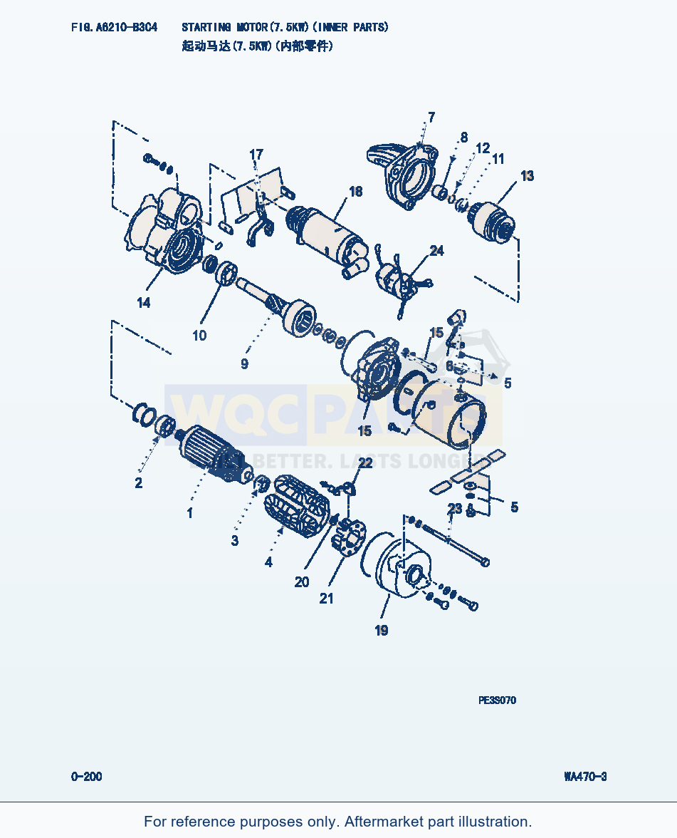 Komatsu WA470-3 Starting Motor Mounting(7.5Kw) (|000093) parts diagram