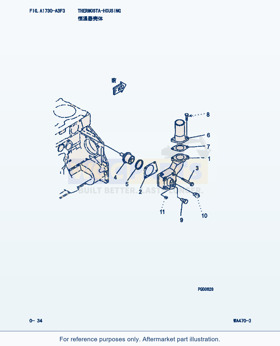 Komatsu WA470-3 Thermosta-Housing (|000018) parts diagram