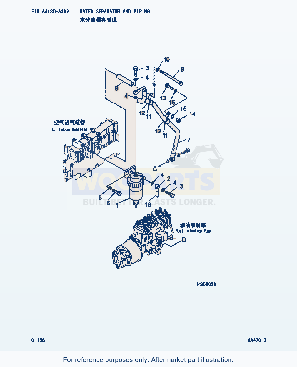 Komatsu WA470-3 Water Separator And Piping (|000071) parts diagram