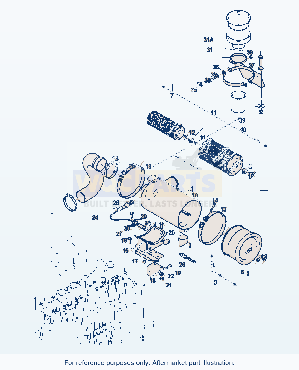 Komatsu WA470-3 Air Filter System, Standard parts diagram
