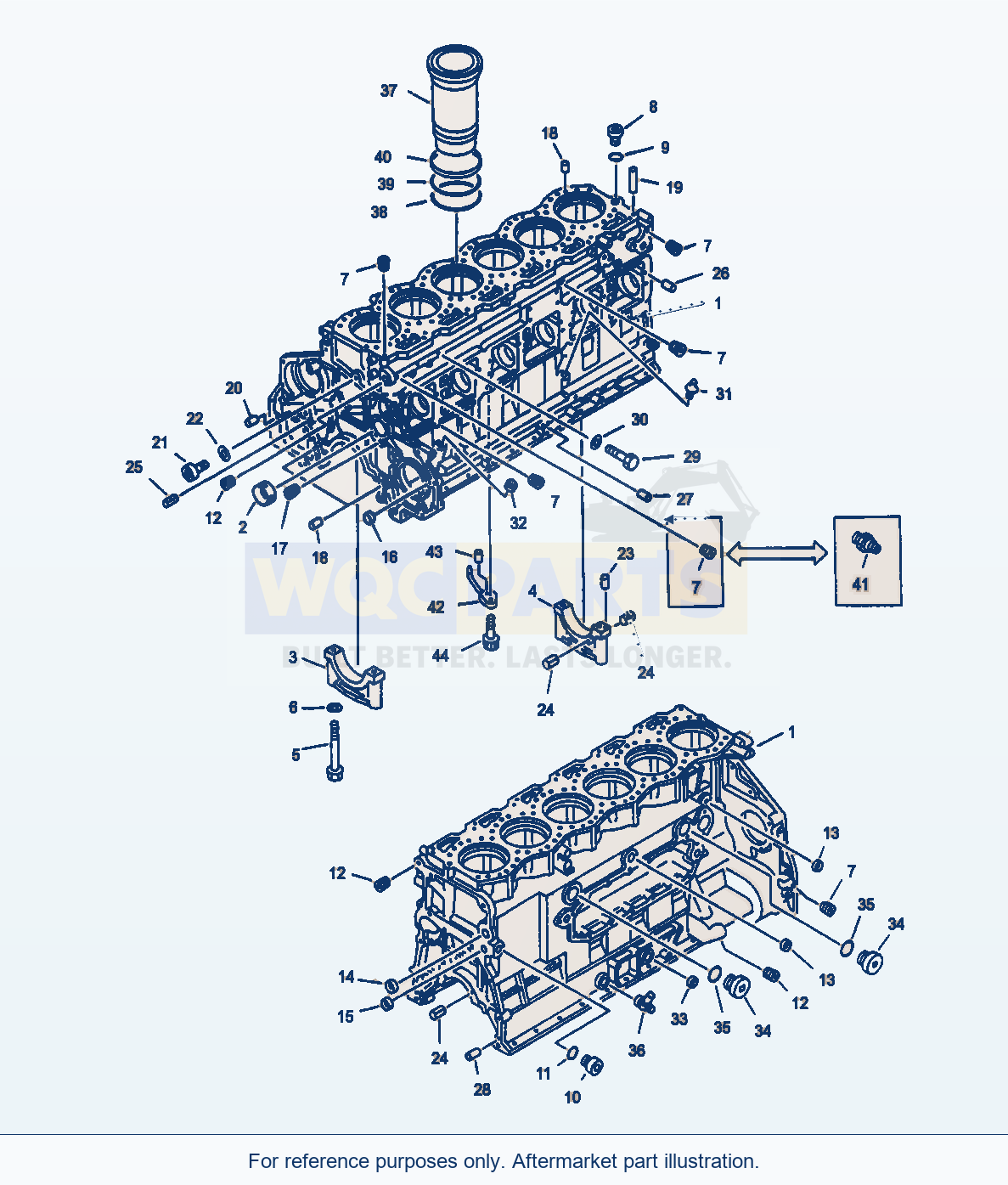 Komatsu WA470-3 Cylinder Block And Attaching parts diagram