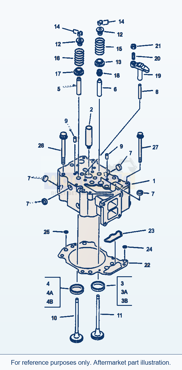 Komatsu WA470-3 Cylinder Head And Attaching parts diagram