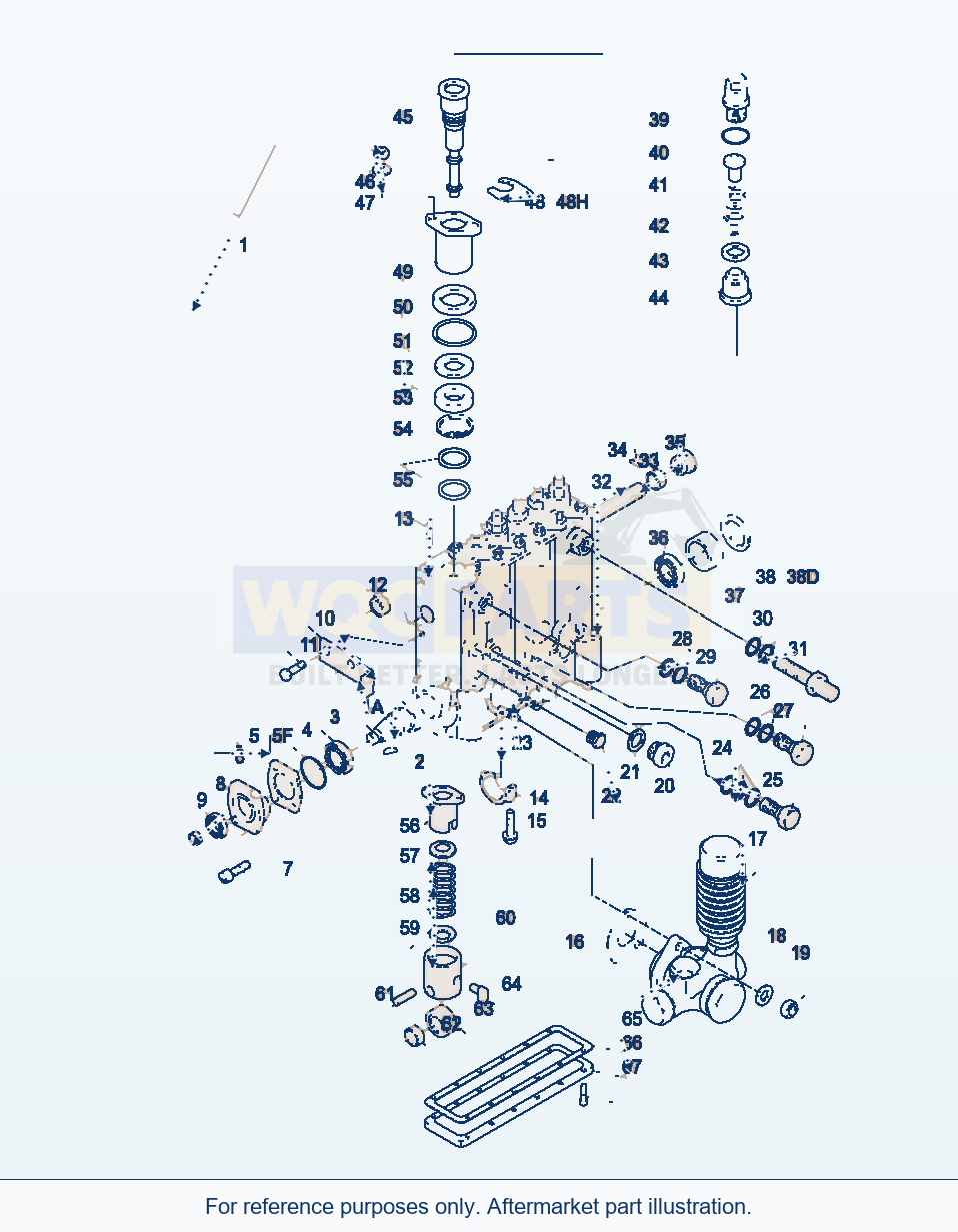 Komatsu WA470-3 Injection Pump, Parti parts diagram