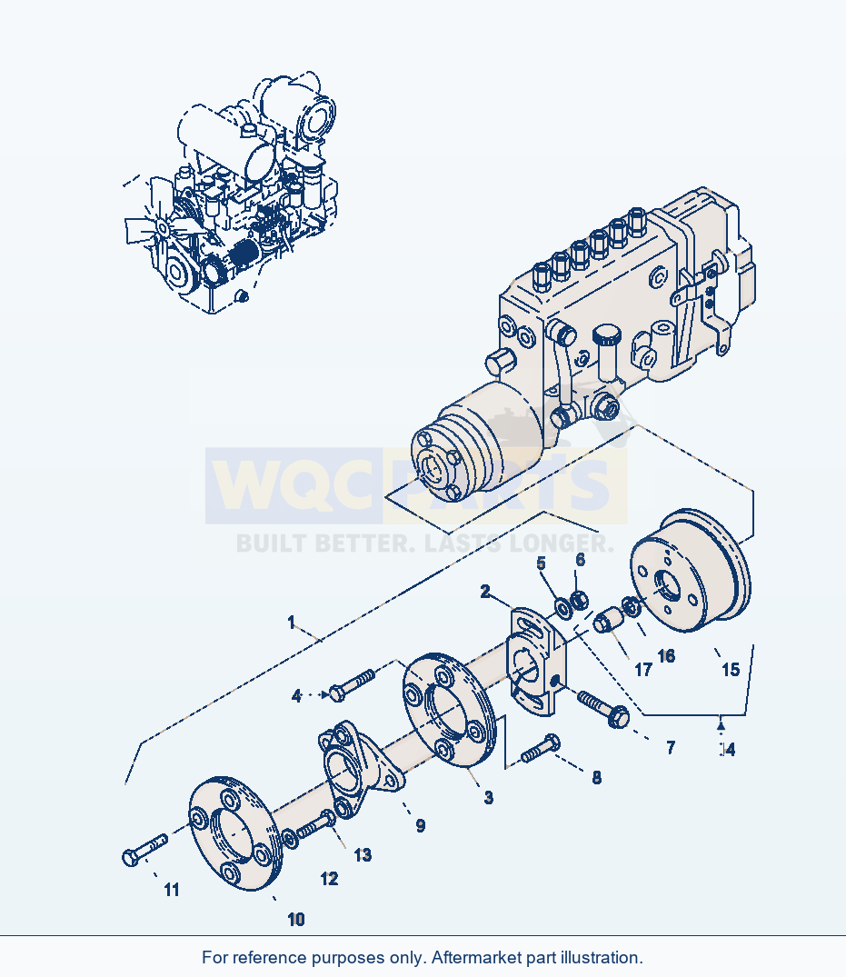 Komatsu WA470-3 Injection System — Injection Pump Drive, Clutch parts diagram