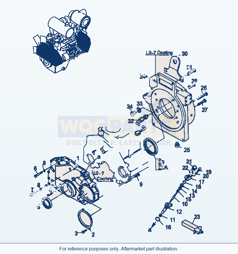 Komatsu WA470-3 Timing Gear Case And Flywheel Housing parts diagram