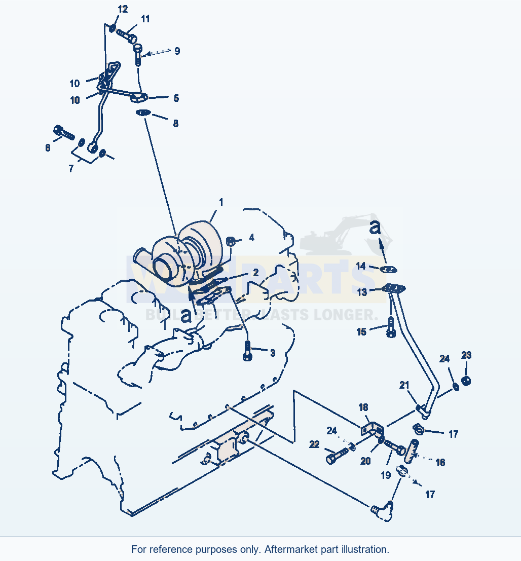 Komatsu WA470-3 Turbocharger, Attaching parts diagram