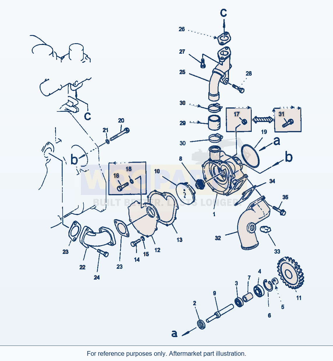 Komatsu WA470-3 Water Pump parts diagram