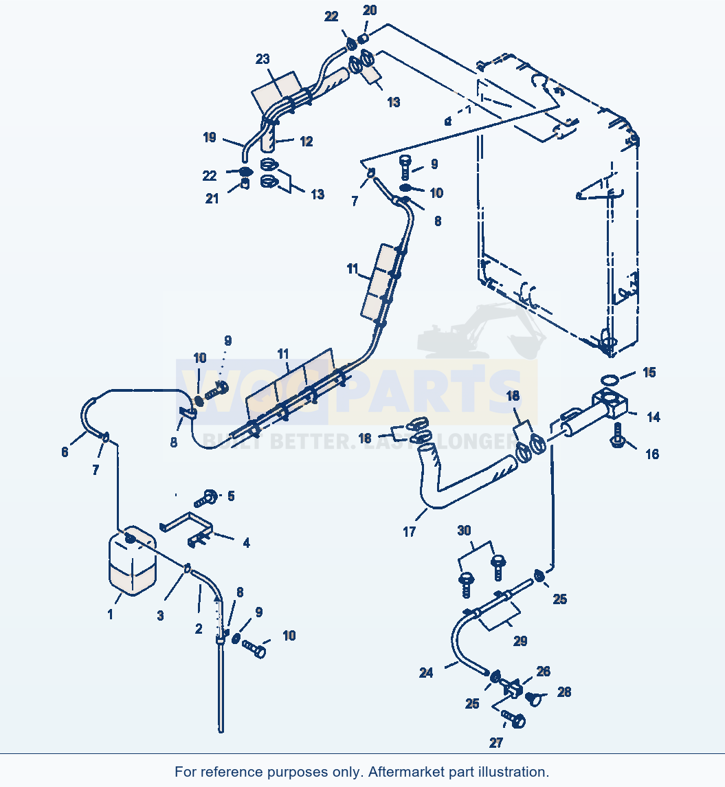 Komatsu WA470-3 Cooling Water Pipes parts diagram