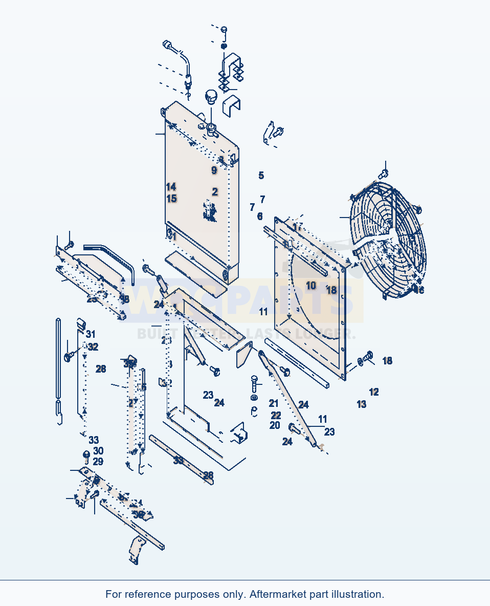 Komatsu WA470-3 Radiator, Execution I parts diagram