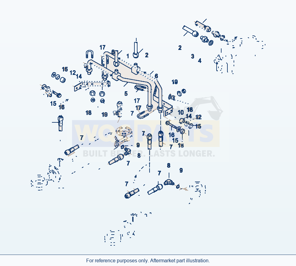 Komatsu WA470-3 Steering Cylinder And Pipings parts diagram