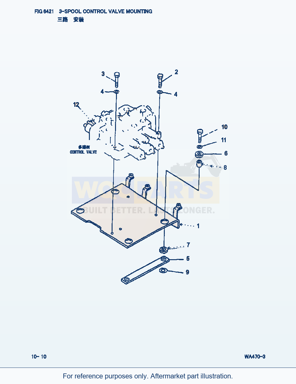 Komatsu WA470-3 3-Spool Control Valve Mounting (|000299) parts diagram