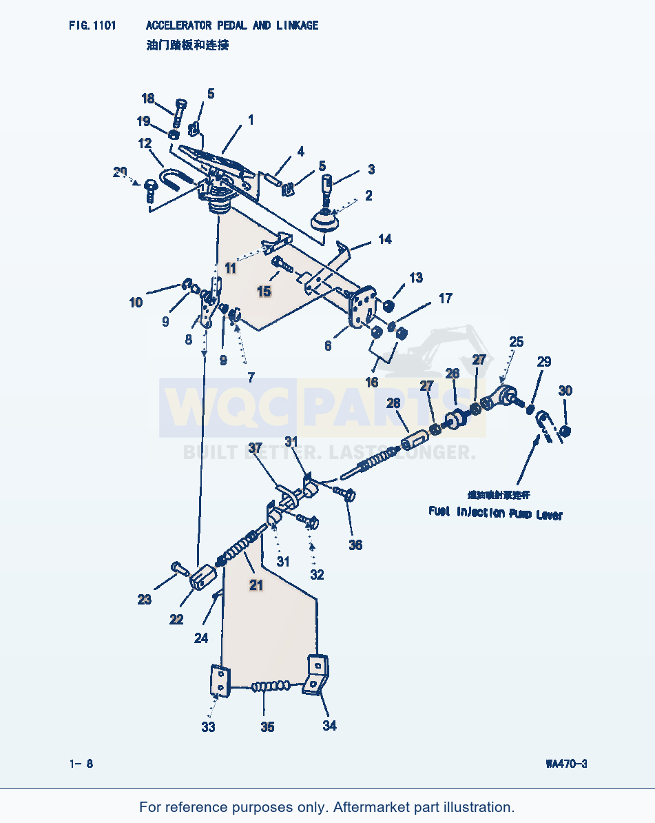 Komatsu WA470-3 Accelerator Pedal And Linkage (|000101) parts diagram