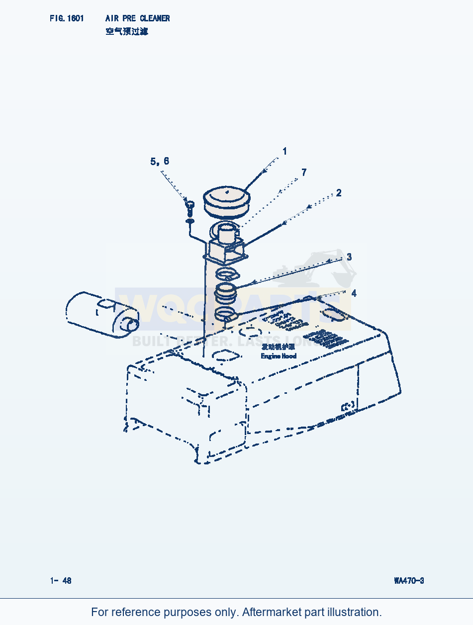 Komatsu WA470-3 Air Pre Cleaner (|000128) parts diagram