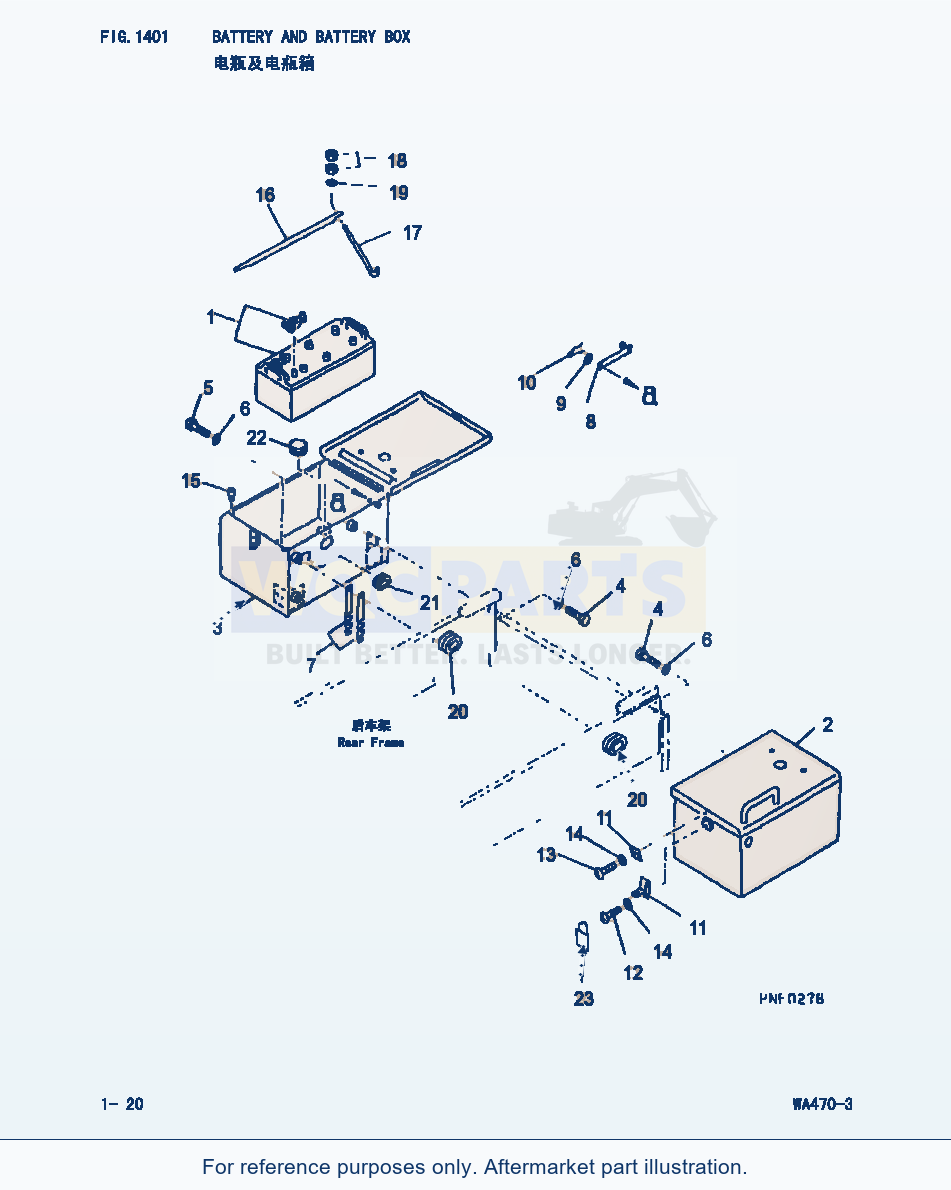 Komatsu WA470-3 Battery And Battery Box (|000107) parts diagram